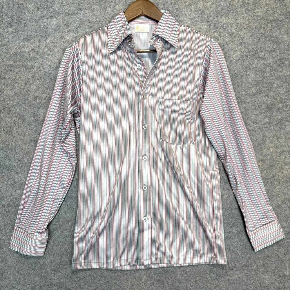 Vintage Kings Road Shop Sears Polyester Button Shirt Mens Small Stripe Disco 70s